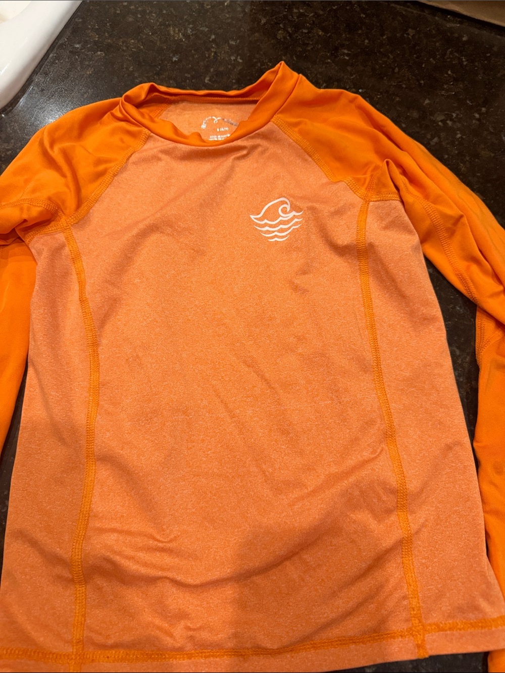 Target Orange Kids Long-Sleeve Swim Rashguard with White Wave Logo